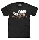Tee Luv Men's The Oregon Trail Shirt - 80s Video Game Ox Wagon Logo T-Shirt, Black, M