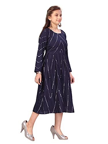 Image of Aarika Girls Navy Blue Colour Middi