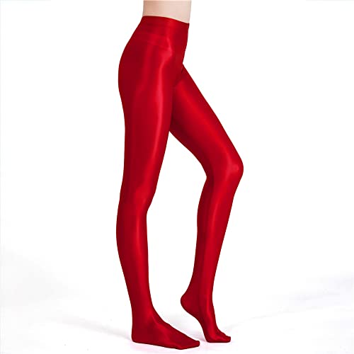 Image of cloudmall Women Sexy Semi Opaque Pantyhose Running Tights Yoga Leggings Oil Shiny Stocking
