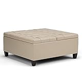 SIMPLIHOME Harrison 36 inch Wide Square Coffee Table Lift Top Storage Ottoman, Cocktail Footrest...