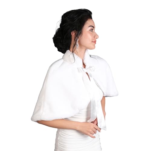 Image of LIMELIA Bride Wedding Faux Fur|Shawl Wrap Stole for Bride, Bridesmaid-Feather Scarf Fur for Evenings, Bridal Wedding Party