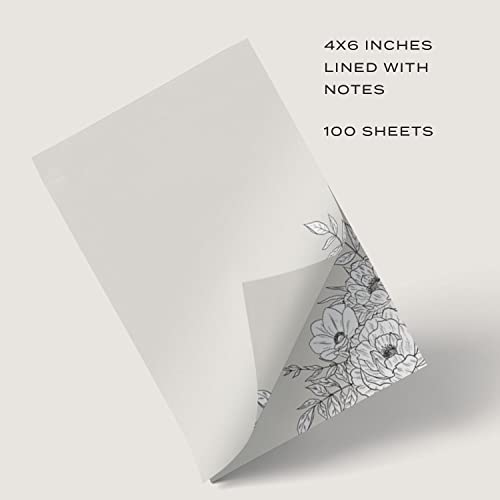 Image of Dashleigh Lux Floral Ivory and Black Notepad, 100 Sheets (4x6 in. - Unlined)