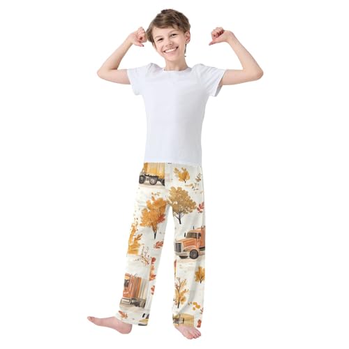 ZZXXB Autumn Tree Truck Boys Long Pants Soft Trousers Elastic Waist Kids Lounge Bottoms with Pockets S-XL3