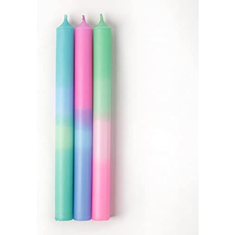 Madam ERLE - Set of 3 dip dye candles long | Arielle | Mermaid Cover