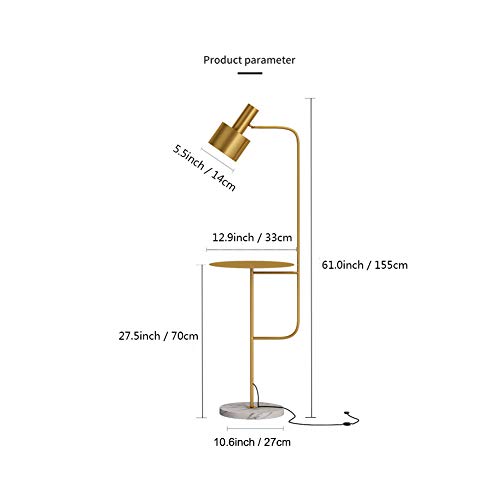 Hsyile Lighting Ku300217 Contemporary Modern Creative Floor Lamp With A Table,Suitable For Living Room,Den,Office,Bedroom - E26 Bulb - Brushed Brass Finish #TOP6