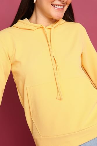 Image of POPWINGS Casual Solid Hooded Pocket Sweatshirt for Women || Women Sweatshirts Casual Wear ||Stylish Western Winter Wear Sweatshirts for Women
