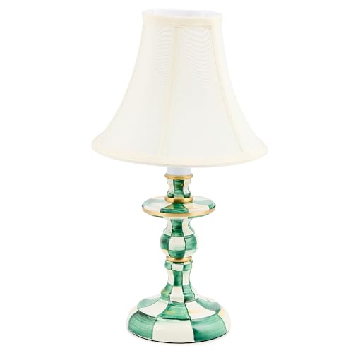 MACKENZIE-CHILDS Candlestick Lamp, Green-and-White Emerald Check