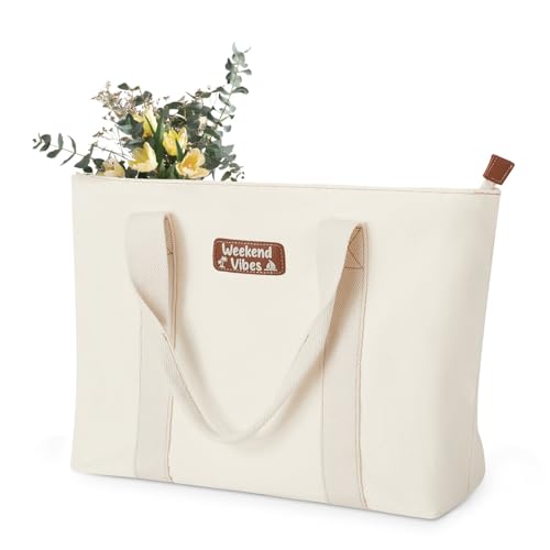 Image of AW BRIDAL Mrs Bride Canvas Tote Bag - Bridal Shower Gifts for Bride to Be | Large Zippered Tote for Wedding Day, Travel, Beach and Honeymoon, Engagement and Bachelorette Party Gift for the Wifey