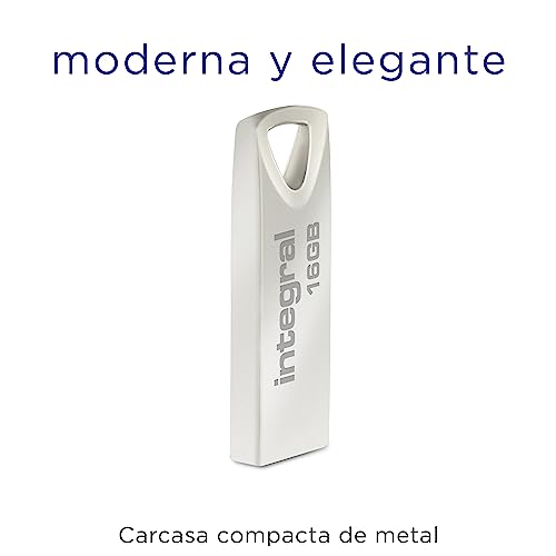 Image of Integral 16GB USB Memory 2.0 Flash Drive Arc with metal casing for keyring, a stylish and elegant solution to transfer and back-up your files