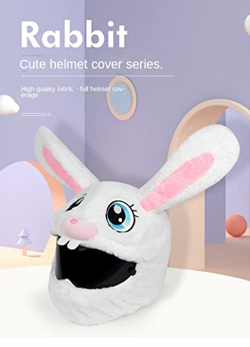 Motorcycle Helmet Covers, Fun Riding And Gifts, Plush Animal Helmet Covers For Girls And Boys,Winter Skiing, Suitable For Battery Bike Full Helmets, Motorcycle, Racing Full Helmets (White Rabbit) #TOP1
