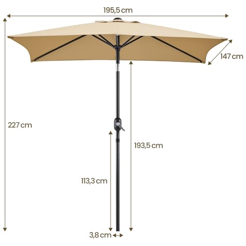 Parasol inclinable rectangulaire Yaheetech 2m pour ombrager efficacement votre balcon
