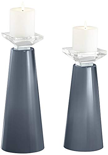 Color + Plus Meghan Granite Peak Glass Pillar Candle Holder Set Of 2 #TOP1
