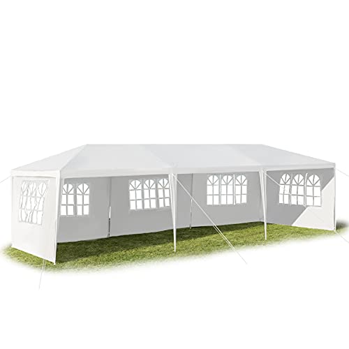 GOPLUS 3x9M/3x6M Tonnelle Tente de Jardin avec Fenêtres,Tente de Réception Protection Contre Soleil et Pluie,Chapiteau Gazebo pour Événement Bière Fête...