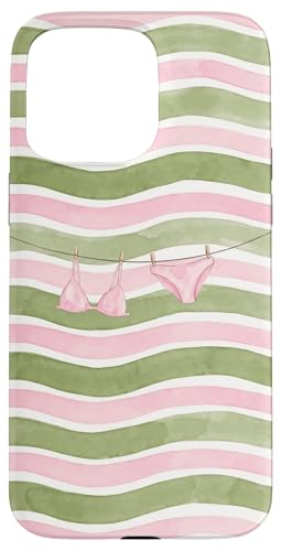 Preppy Bikini Summer Coquette Pink Green Wavy Pastel �C�ӏ��q���Ċ� �X�}�z�P�[�X iPhone 15 Pro Max �p