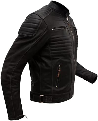 Miniatura 7 de Chaqueta clásica y elegante para hombre, de cuero auténtico, para motocicleta, motociclista