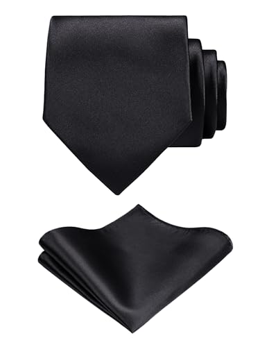 Forony Solid Ties for Men with Pocket Square Sets Mens Necktie Ties Formal Tuxedo Wedding