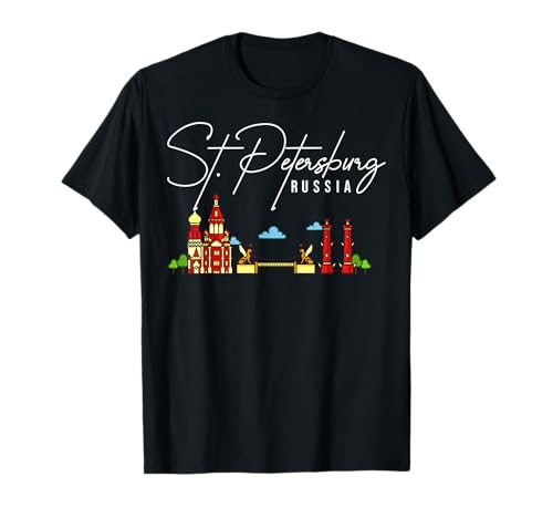 St. Petersburg Russia City Skyline Map Travel T-Shirt