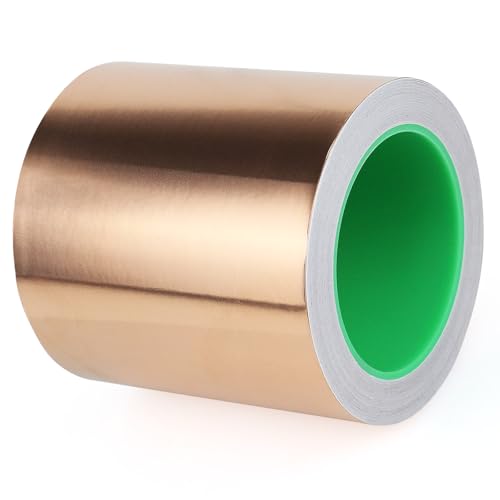Image of BOMEI PACK 4inch x 66ft Copper Foil Tape Conductive Adhesive for Electrical Repair, EMI Guitar Shielding, DIY Decoration, Stained Glass, Paper Circuits