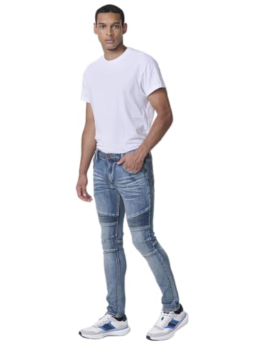 Koroshi Pantalón Vaquero Biker Skinny fit de Hombre en Azul Claro, 98% algodón y 2% Elastano, con diseño Ajustado y Moderno., de Color Azul CL/Light Blue, Talla 32