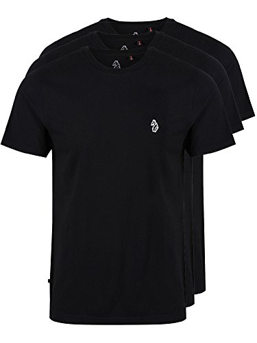 Image of LUKE 1977 Mens Johnys 3 Pack Short Sleeve Crew Neck T-Shirt Top (M, Black)