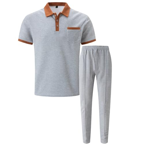 Pantalon à manches courtes homme gris grande taille 3XL ensemble léger