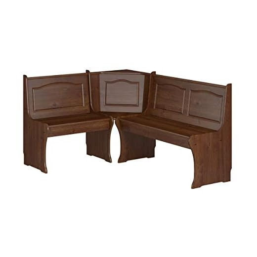 Inter Link Clover W03 Banco Inter Corner para el Comedor de Madera Maciza de Mocca con Espacio de Almacenamiento Debajo del Asiento, Nogal, 124 x 49 x 85