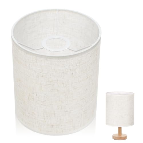 Image of VICASKY Linen Lampshade for Floor Lamp and Table Lamps Modern Drum Lamp Shade 7.87X5.51In Washable Fabric Light Shade for Bedroom and Living Room