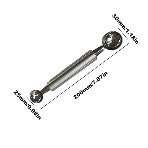 Honkenda Double-Sided Fruit Melon Baller & Carving Knife, 2 in 1 Stainless Steel Scoop Cutter for DIY Fruit Salad, Ice Cream, Watermelon (2 Pack)
