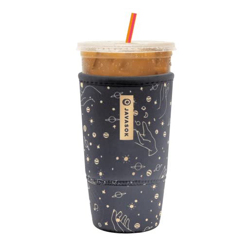 Sok-It-Java-Sok-Reusable-Neoprene-Insulator-Sleeve-for-Iced-Coffee-Cups-Black-Gold-Solar-Medium-24-28oz