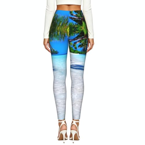 Leggings de compresión suave con estampado de playa premium confeccionados en tejido transpirable 3