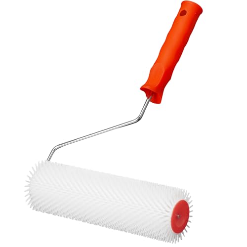 Zymuegist Upgraded 230mm Spiked Roller Self Levelling with 15mm Teeth Flooring Aeration Roller Self Levelling Brush Screeding Compound Tool (9 Inch Teeth 3/5 Inch) (White)