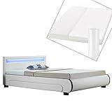 ✔️ Indirektes Licht – 76 cm hohes Kopfteil mit dicker Polsterung zum Anlehnen; integrierte LED-Beleuchtung für indirektes Licht in 16 Farben; Helligkeit und Farbe bequem per Fernbedienung einstellbar