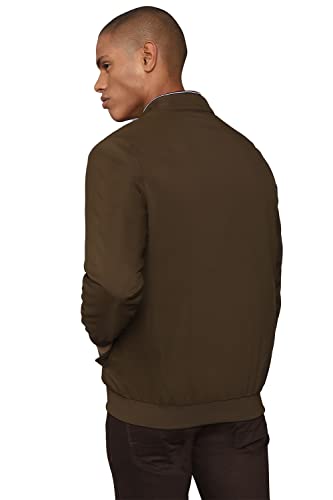 Image of Allen Solly Cotton Men Brown Solid Full Sleeves Casual Short Length Jacket
