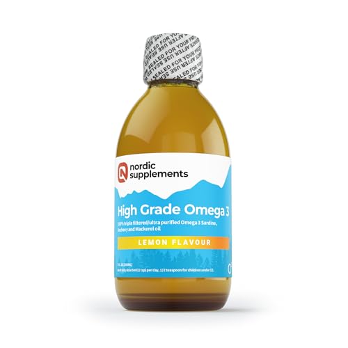Nordic Supplements High Strength 200ml Omega 3 Fish Oil. Taste Award Winning Lemon Flavoured and Tested.