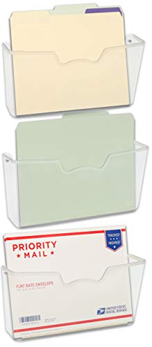 Simple Houseware DO-007-2 3 Pack Clear Single Pocket Wall Mount File Holder thumb #2