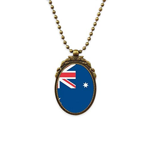 Collier drapeau de l'Australie en laiton vieilli, pendentif ciselé au style vintage unique