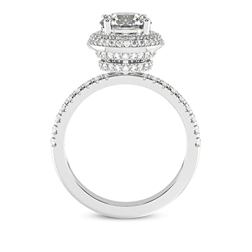 3 Carat | Igi Certified Emerald Shape Lab Grown Diamond Engagement Ring For Women | 14K Or 18K In White, Yellow Or Rose Gold | Lab Created Amarya Secret Double Halo Diamond Engagement Ring | Fg-Vs1-Vs2 Quality Friendly Diamonds Engagement Ring #TOP5