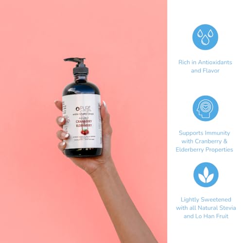 Image of Pure Inventions Water Enhancer Drops - Refreshing and Delicious - Antioxidants, Electrolytes - No Sugar, Calories, or Artificial Sweeteners - Cranberry Elderberry (16oz)