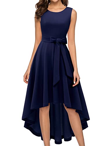 Berylove Prom Dress Wedding Guest Dresses For Women Modest Homecoming Dresses Formal Dresses Petite Dresses For Women Sleeveless Midi Cocktail Party Dress 8035 Navy S #TOP15