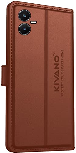 Image of KIVANO Compatible with Vivo Y22 Flip Cover | Leather Finish | Inside Pockets & Inbuilt Stand | Shockproof Wallet Style Magnetic Closure Back Cover Case