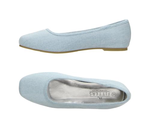 Fitters Leni Ballerines pour femme Grandes tailles Ballerines confortables Grandes chaussures pour femme Grandes tailles 42, 43, 44, 45, 46, Jeans Txt Combi,...