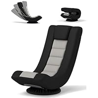 Multigot Folding Floor Chair, 360° Swivel Single Lazy Sofa Recliner with 4-Position Adjustable Backrest, High Back Floor Gaming Chair Padded Sleeper Recliner for Living Room Bedroom Office
