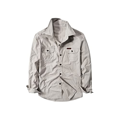 ZAFONI Men Shirts, Male Long Sleeve Shirt Work Wear Men Man Black Casual Shirts Mens Clothes Summer Clothing (Size : X-L) Deal