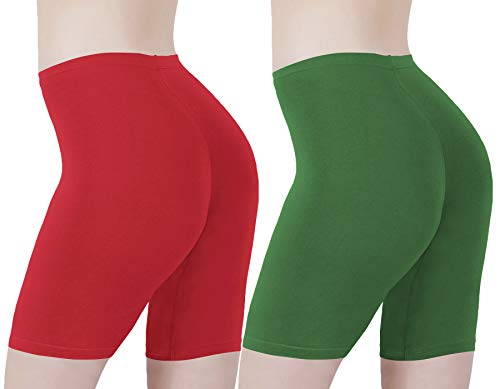 Image of Buy That Trendz Cotton Lycra Tight Fit Stretchable Cycling Shorts Womens | Shorties for Active wear /Exercise /Workout /Yoga /Gym /Cycle /Running Red Grey Combo Pack of 2