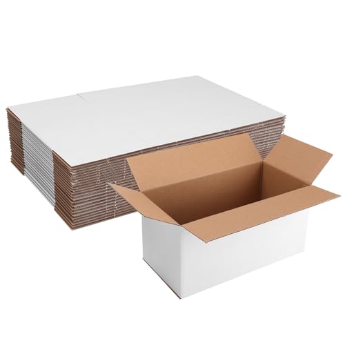 SPEPLA Paquete de 25 cajas de envío de 10 x 5 x 5 pulgadas, caja de cartón corrugado blanco para correo, negocios, embalaje, almacenamiento, manualidades, regalos