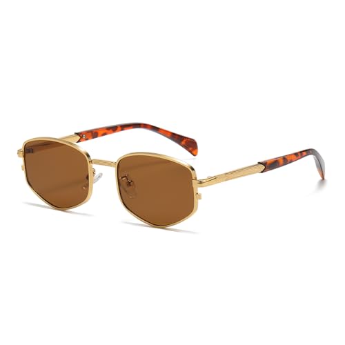 Image of LJCZKA Trendy Square Metal frame Sunglasses for Women Men Retro Polygon Sun Glasses Luxury Classic Shades