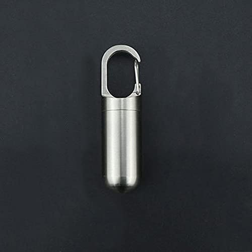NAYAO Envase de la Tableta de la Medicina del Mini Llavero del Acero Inoxidable, Organizador de cápsulas de Pastillero de Medicina de Viaje(L) Cover