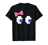 Retro Arcade Video Game Girl Pink Ghost Halloween Ribbon T-Shirt
