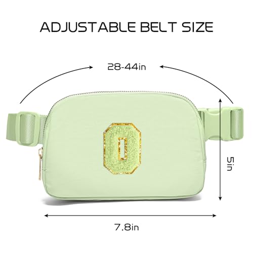 Image of Gitus Gifts for 8 9 10 11 12 Year Old Girls Belt Bag Fanny Pack Crossbody Bags with Initial Letter Patch Cute Stuff Birthday Gifts for Teen Girls Women Personalized Trend Stuff (Light Green-O)