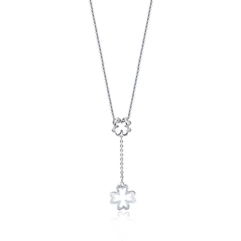 Heart shadow four leaf clover platinum necklace for women